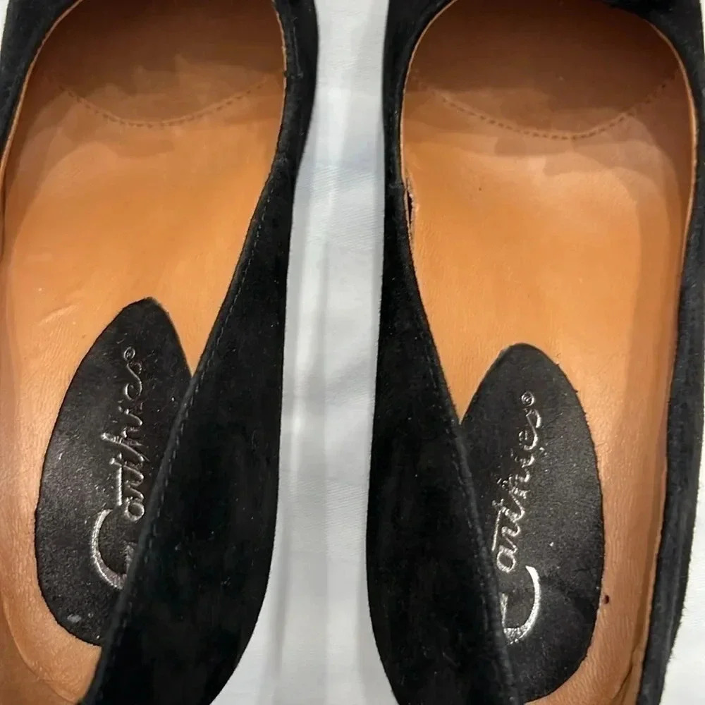 Earthies Prantini black suede leather bow heels size 7B - Picture 9 of 11